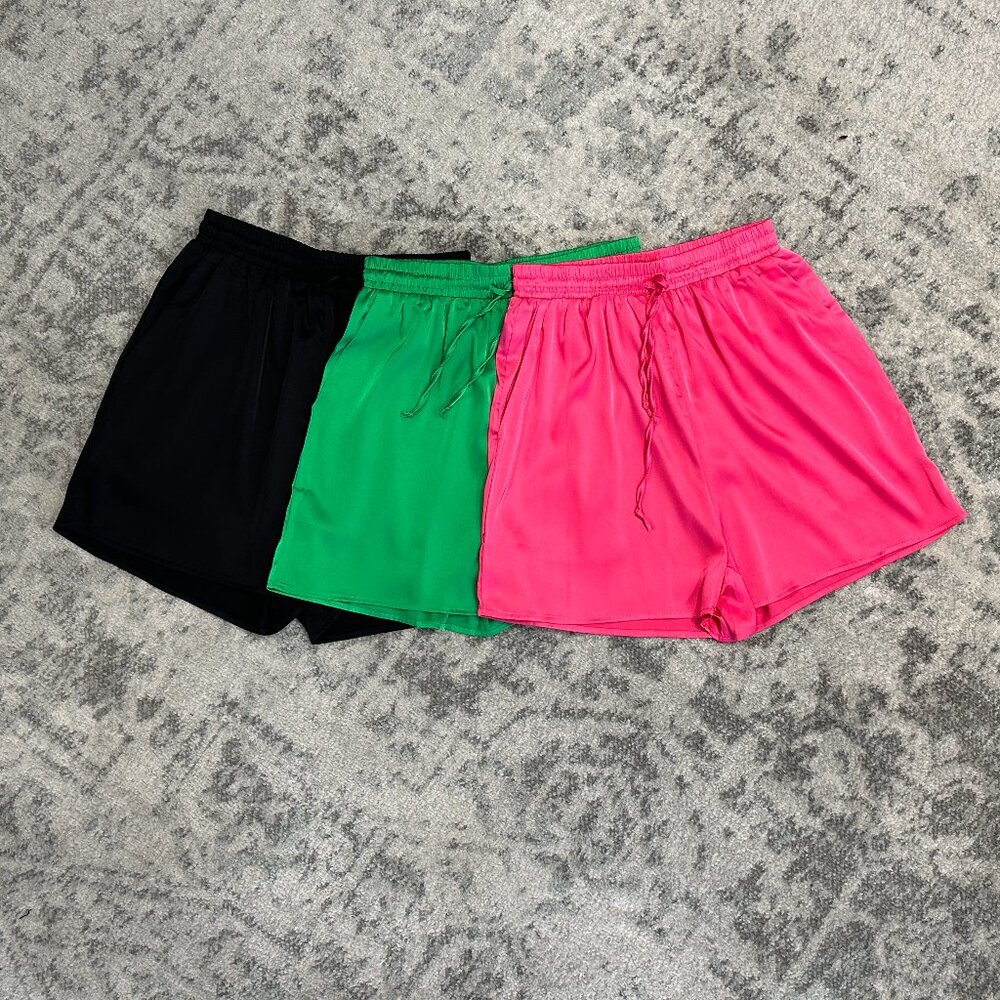 GREEN Satin Shorts